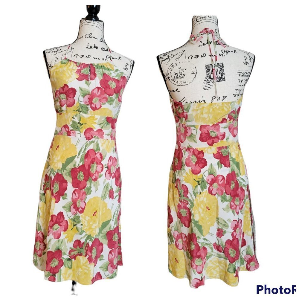 Loft Ann Taylor Halter Floral Open Back Dress - Size 2P